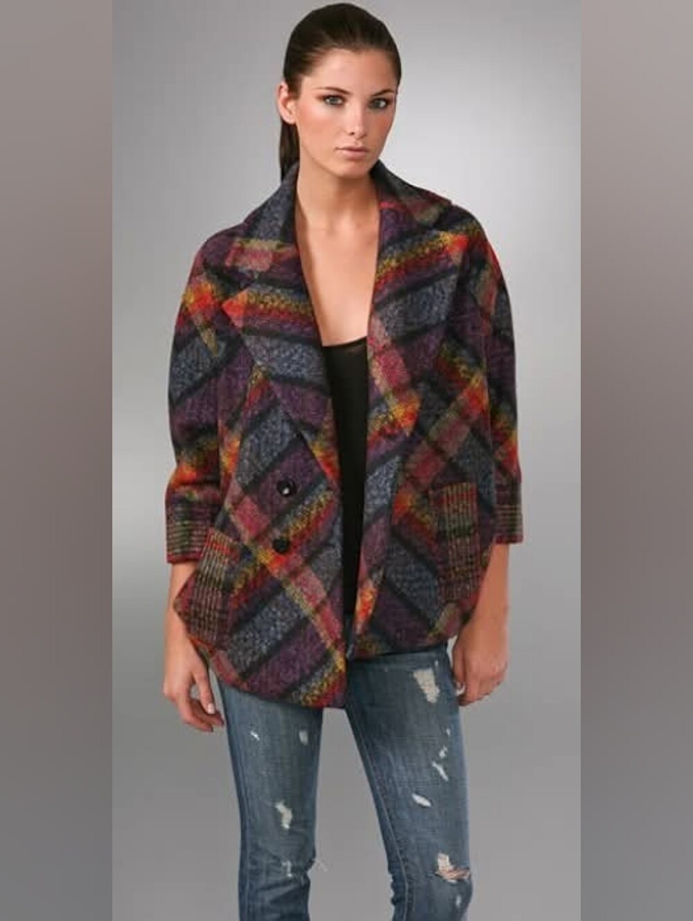 Diane von Furstenberg Didi plaid short wool coat